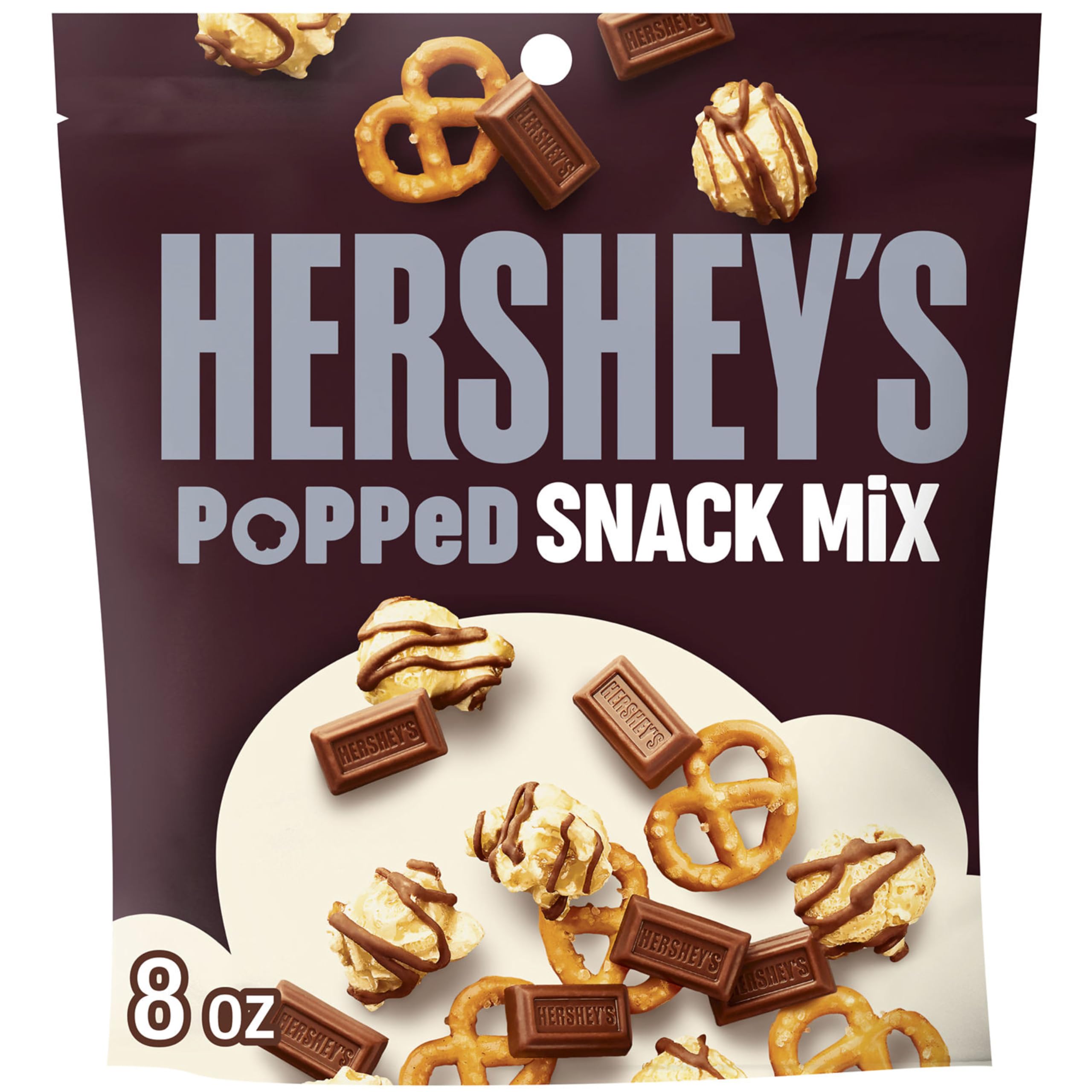 Product image of HERSHEY'S Milk Chocolate Popcorn and Pretzel Popped Snack Mix 8 oz 8 oz